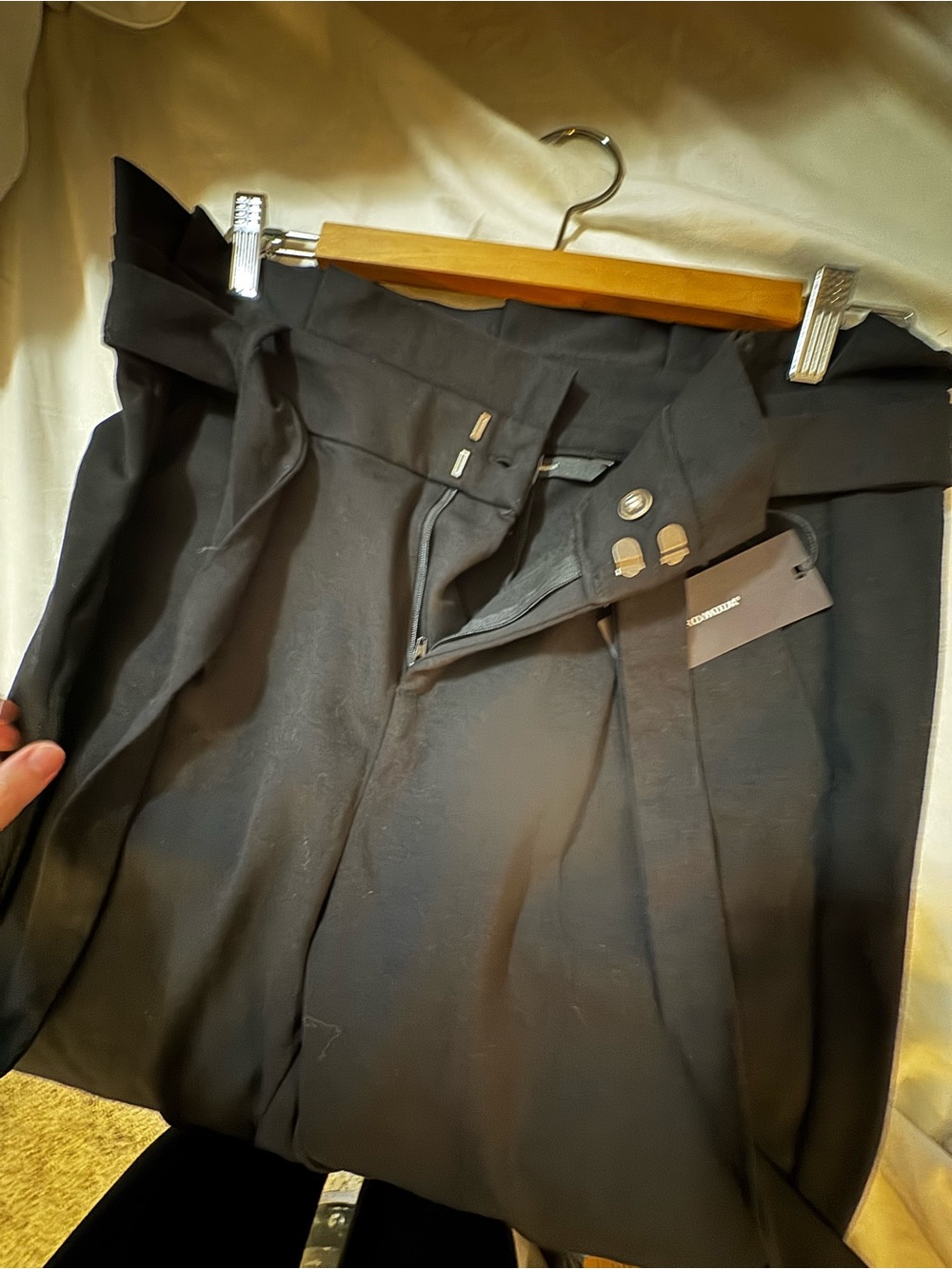 Vero Moda Black Paperbag Waist Tie Trousers - Picture 6 of 8